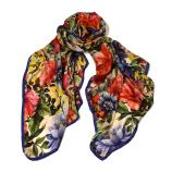 women - SCARVES AND LONG SCARVES - 70X180 SILK Giglio Blu