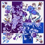 women - SQUARES - 140X140 SILK Fiore Bicolore Viola Blu