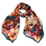 women - SCARVES AND LONG SCARVES - 45x180 Silk Giglio Petrol