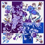 women - SQUARES - 50X50 SILK Fiore Bicolore Bandana in Seta viola e blu