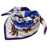 DONNA - FOULARD - 100X100 SETA Fiore Bicolore Foulard in Seta Viola e Blu