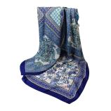 women - SCARVES AND LONG SCARVES - 140x180 Silk Crepe Mosaico Blu