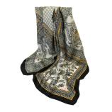 women - SCARVES AND LONG SCARVES - 140x180 Silk Crepe Mosaico Nero