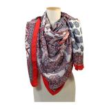women - SCARVES AND LONG SCARVES - 140x180 Silk Crepe Mosaico Rosso