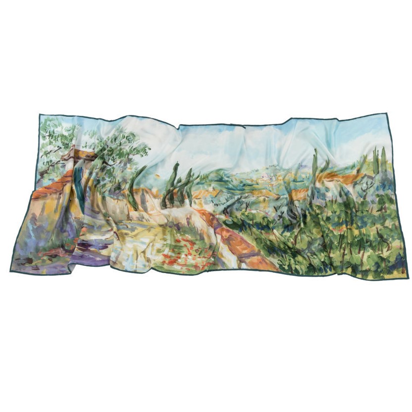 women - SCARVES AND LONG SCARVES - 70x180 Silk Crepe Campagna Toscana Campagna Toscana