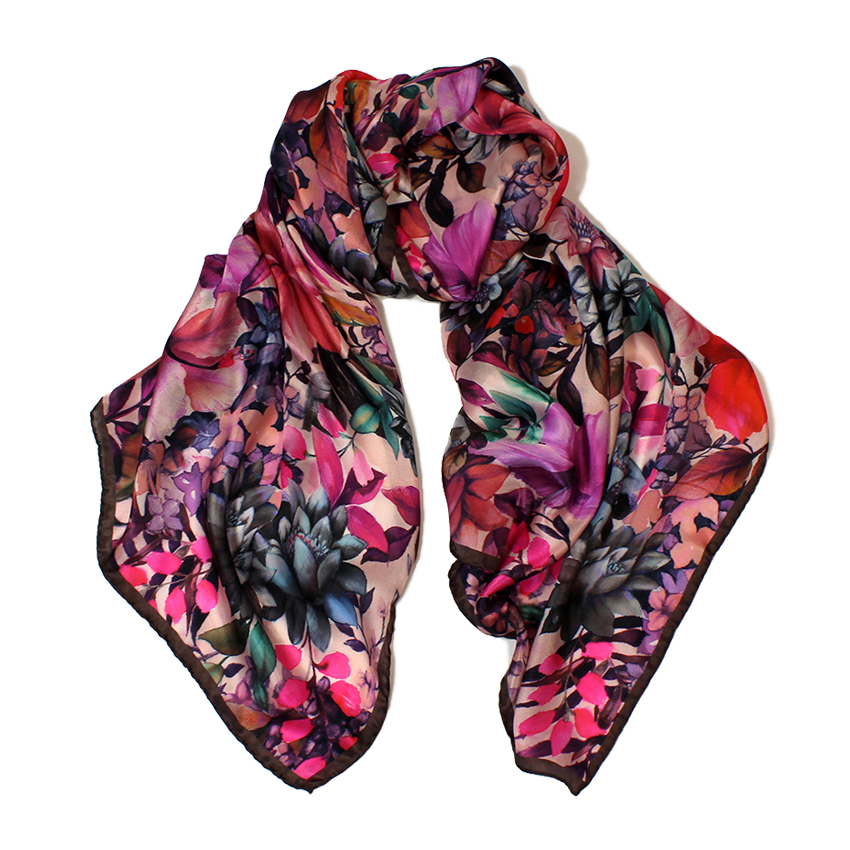 women - SCARVES AND LONG SCARVES - 70X180 SILK Giglio Grigio