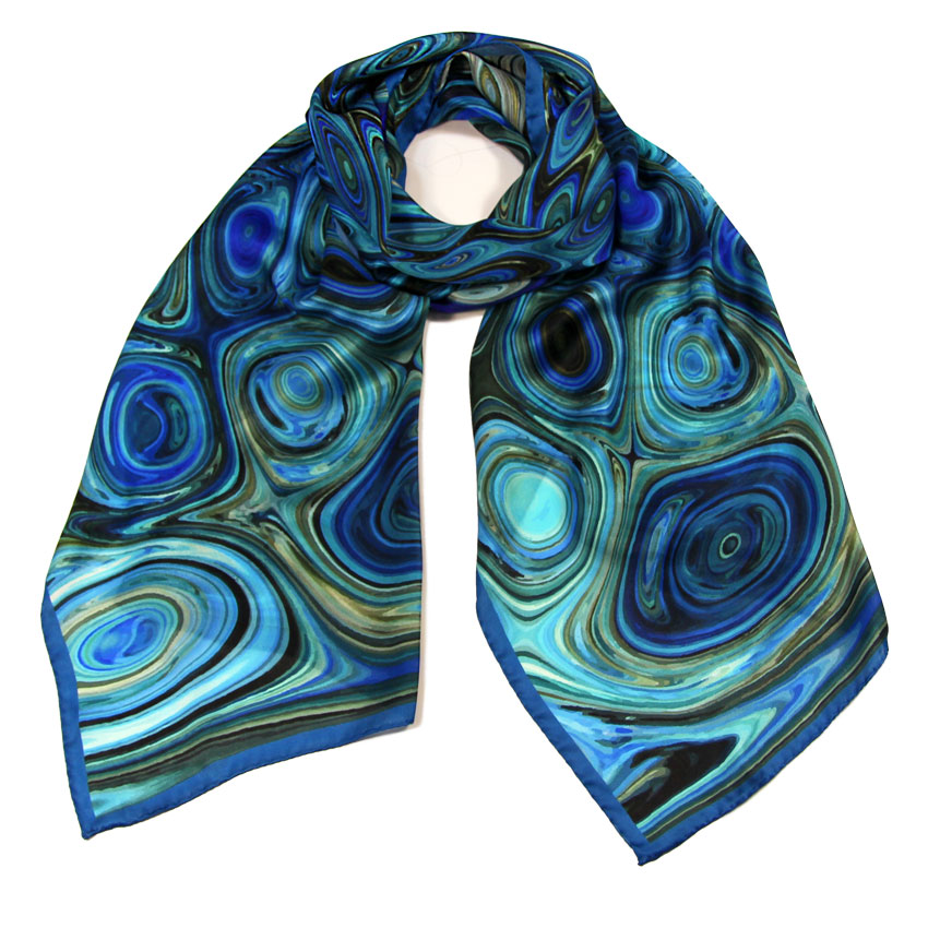 women - SCARVES AND LONG SCARVES - 45x180 Silk Astratto 70 Blu
