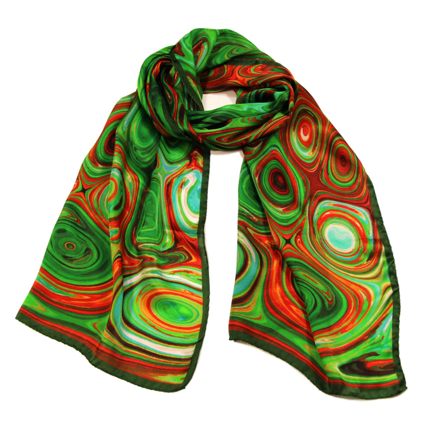 women - SCARVES AND LONG SCARVES - 45x180 Silk Astratto 70 Verde
