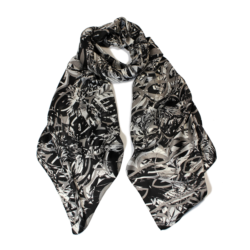 women - SCARVES AND LONG SCARVES - 70X180 SILK Gioioso Bianco Nero