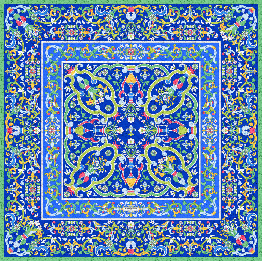 DONNA - FOULARD - 100X100 SETA Mosaico Fiorentino Blu