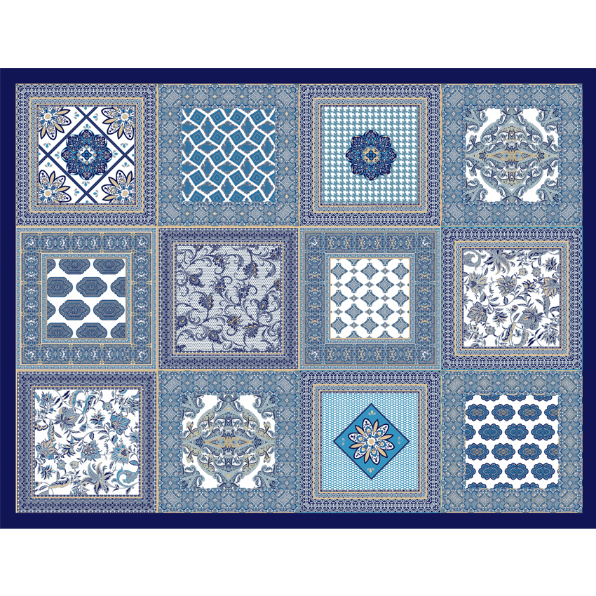 DONNA - SCIARPE E STOLE - 140x180 Crepe Di Seta Mosaico Blu