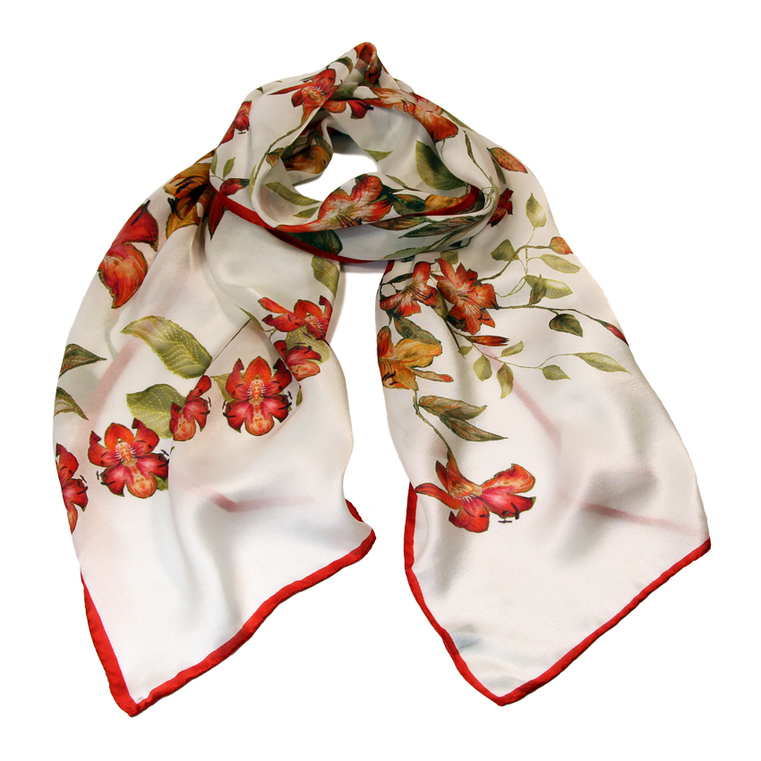 women - SCARVES AND LONG SCARVES - 45x180 Silk Maria Rosso