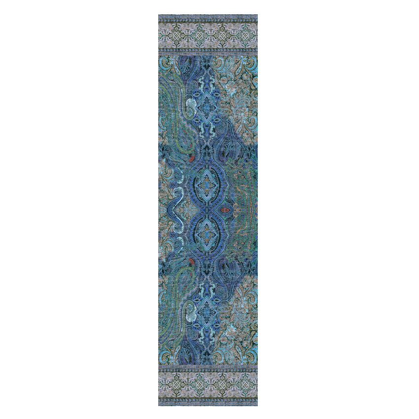 women - SCARVES AND LONG SCARVES - 45x180 Silk Turandot Blu