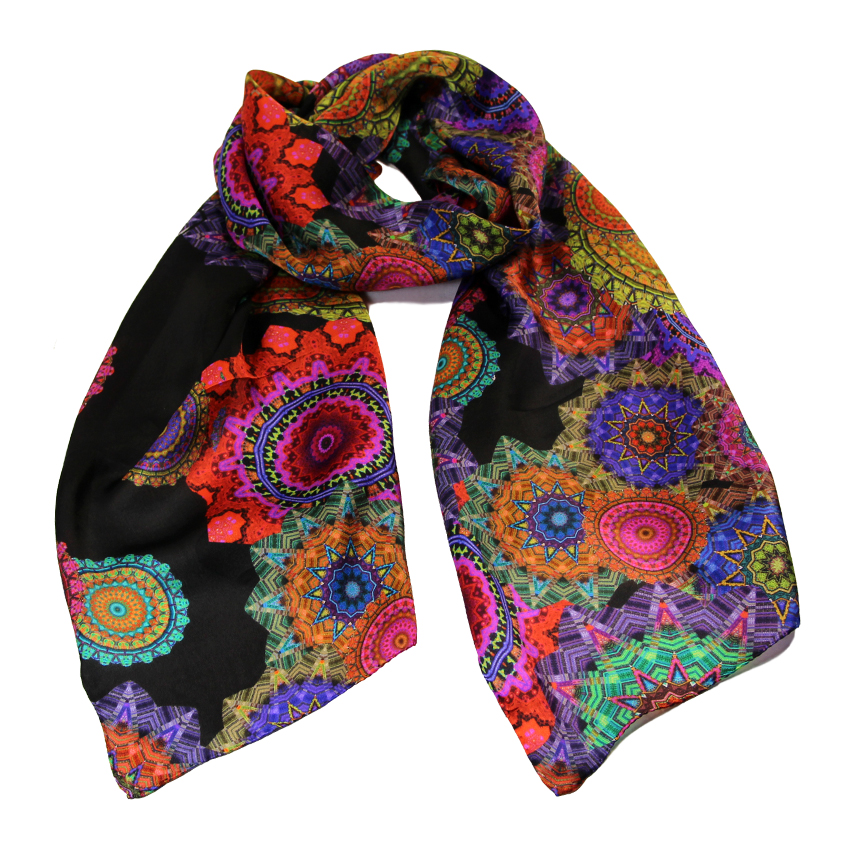 women - SCARVES AND LONG SCARVES - 45x180 Silk Tosca Nero