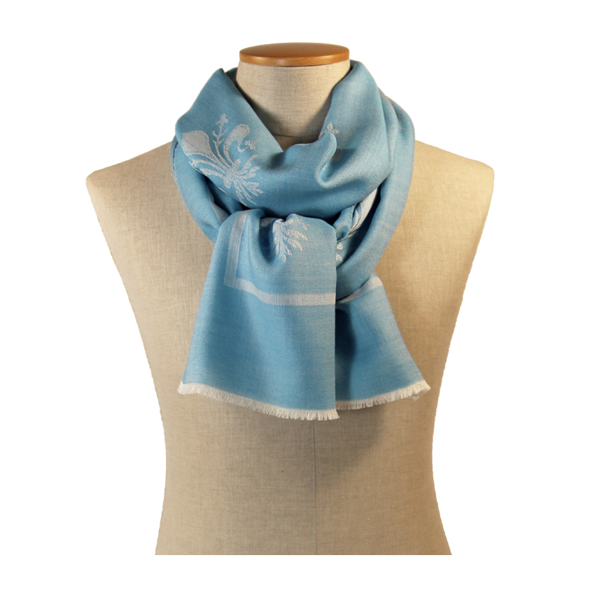 women - SCARVES AND LONG SCARVES - 70x200 Wool Silk Giglio Fiorentino Celeste