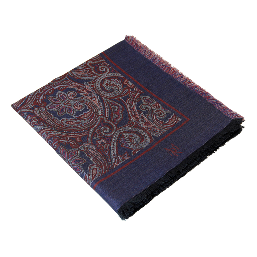 women - SQUARES - 140x140 Silk wool Mediceo Blu Rosso