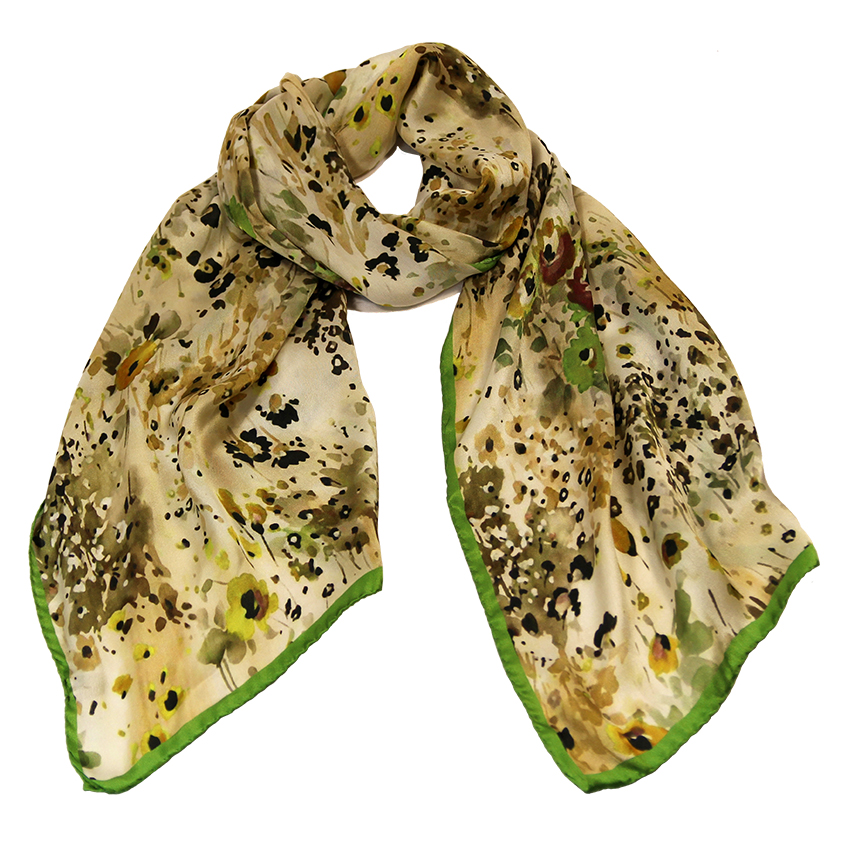 women - SCARVES AND LONG SCARVES - 45x180 Silk Fiore Provenzale Verde