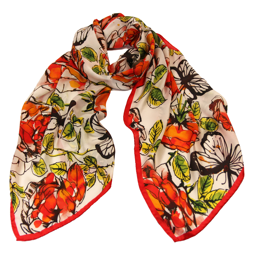 women - SCARVES AND LONG SCARVES - 45x180 Silk Acquarello Rosso