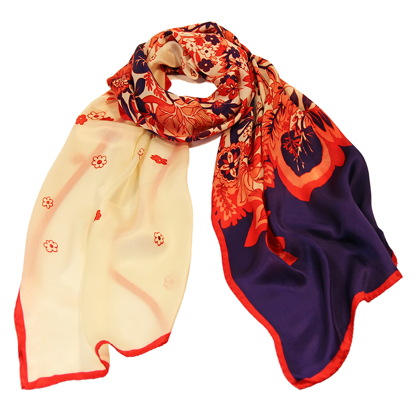women - SCARVES AND LONG SCARVES - 45x180 Silk Pioggia Rosso Blu