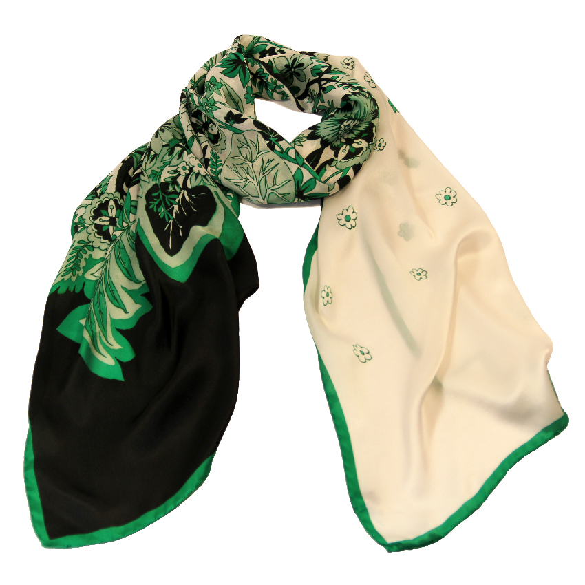 women - SCARVES AND LONG SCARVES - 45x180 Silk Pioggia Verde