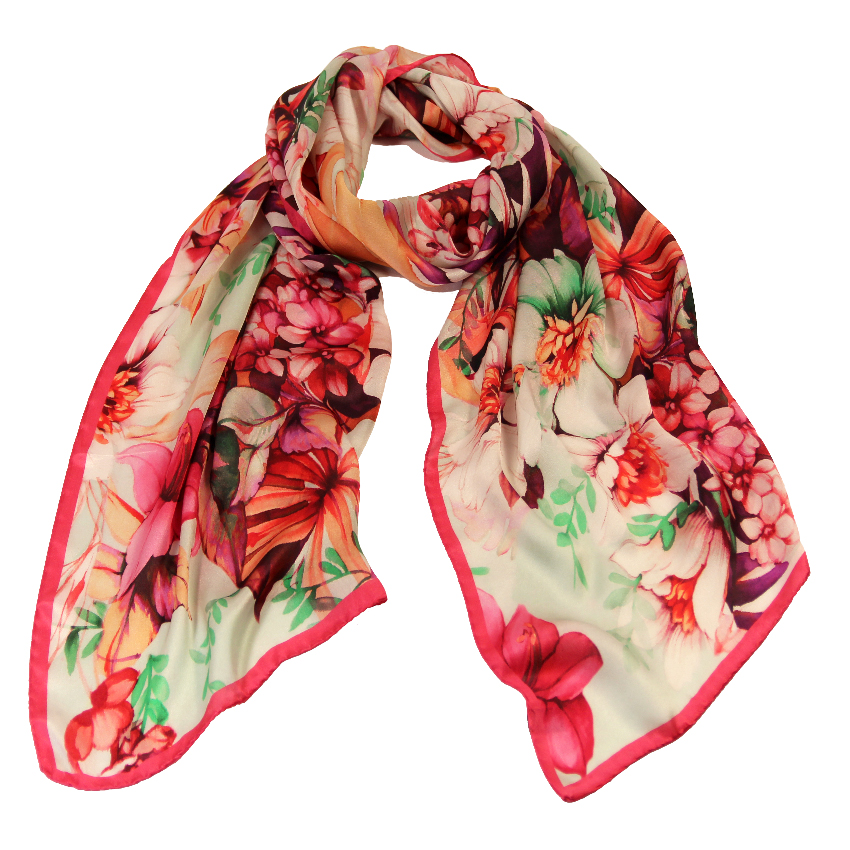 women - SCARVES AND LONG SCARVES - 45x180 Silk Giglio Fucsia