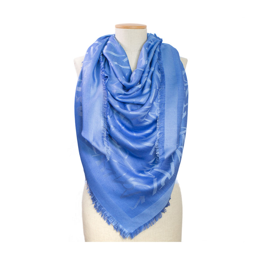 women - SQUARES - 140x140 Silk wool Monogram Azzurro