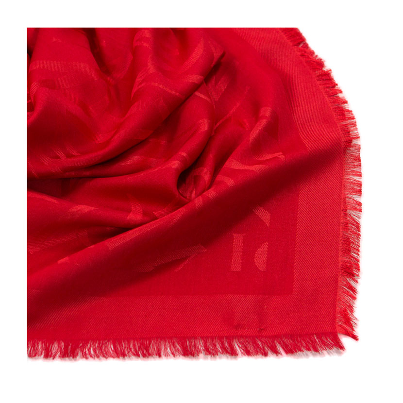 women - SQUARES - 140x140 Silk wool Monogram Rosso