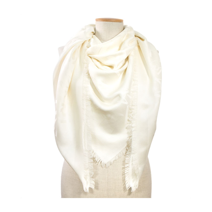 women - SQUARES - 140x140 Silk wool Monogram Bianco