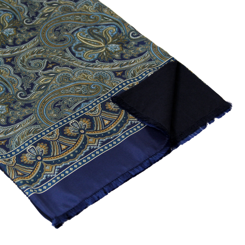 men - SCARVES - Silk lined in wool Caravaggio Blu