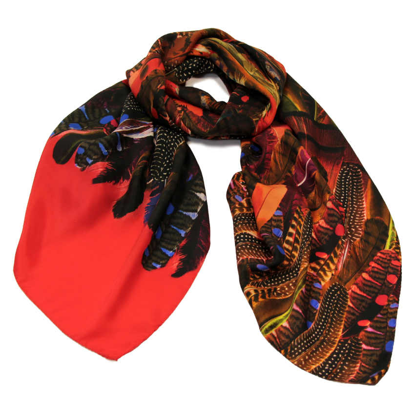women - SCARVES AND LONG SCARVES - 70x180 Silk Crepe Cimiero Rosso