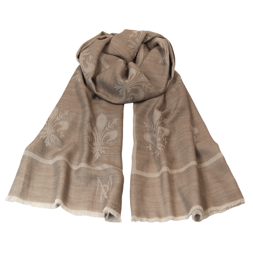 women - SCARVES AND LONG SCARVES - 70x200 Wool Silk Giglio Fiorentino Beige