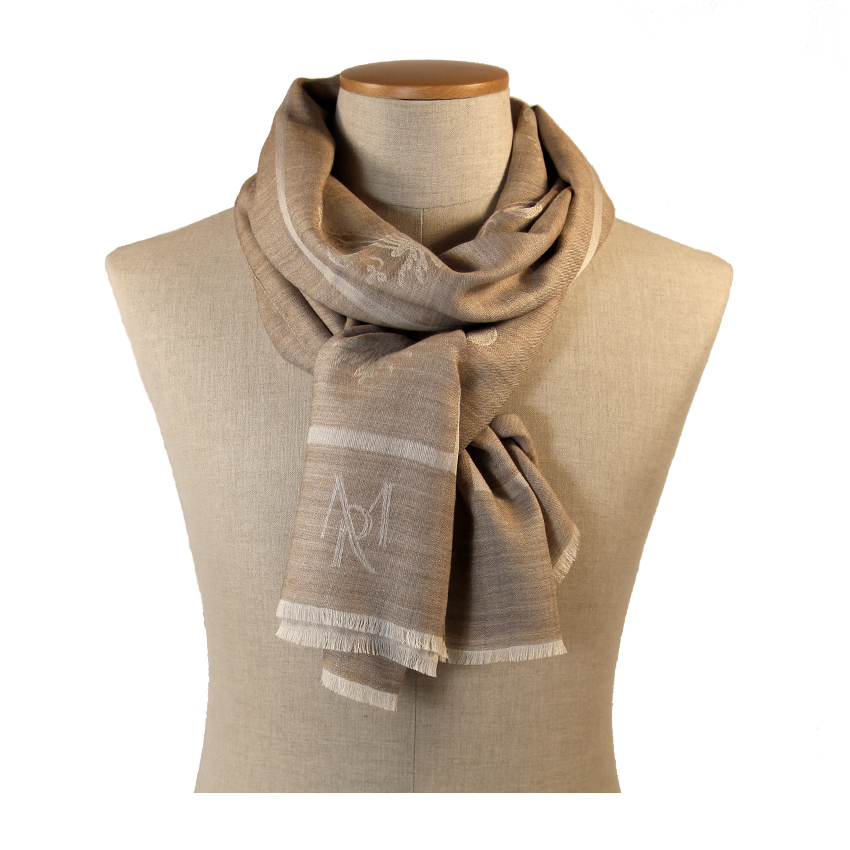women - SCARVES AND LONG SCARVES - 70x200 Wool Silk Giglio Fiorentino Beige