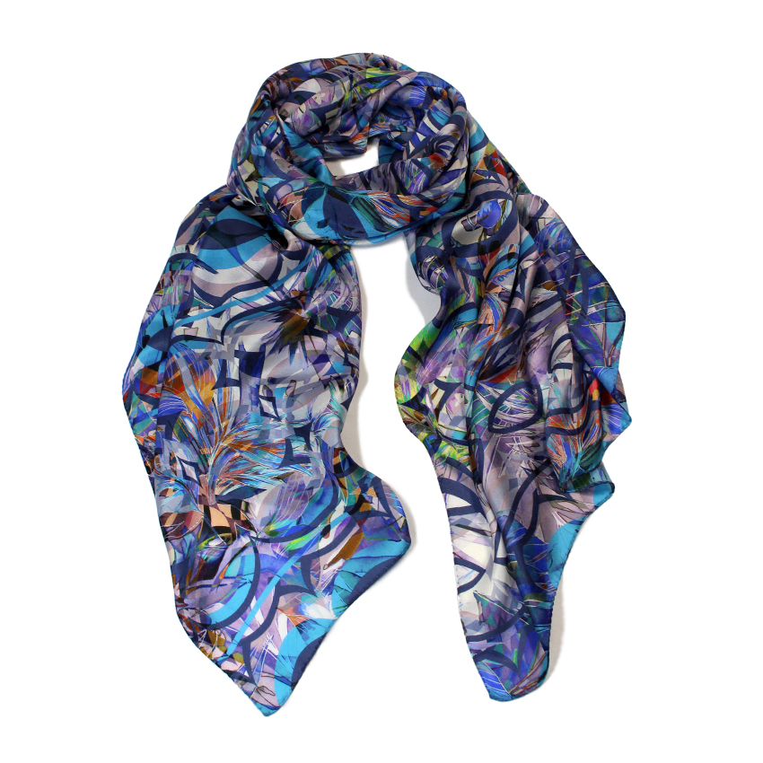 women - SCARVES AND LONG SCARVES - 70X180 SILK Gioioso Blu