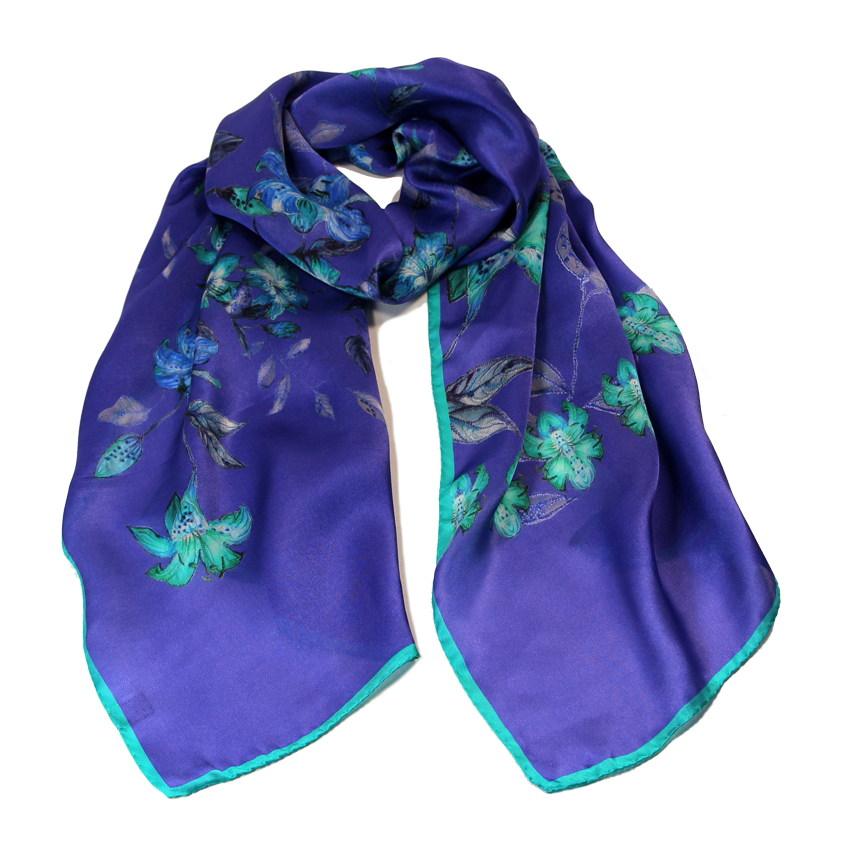 women - SCARVES AND LONG SCARVES - 45x180 Silk Maria Blu