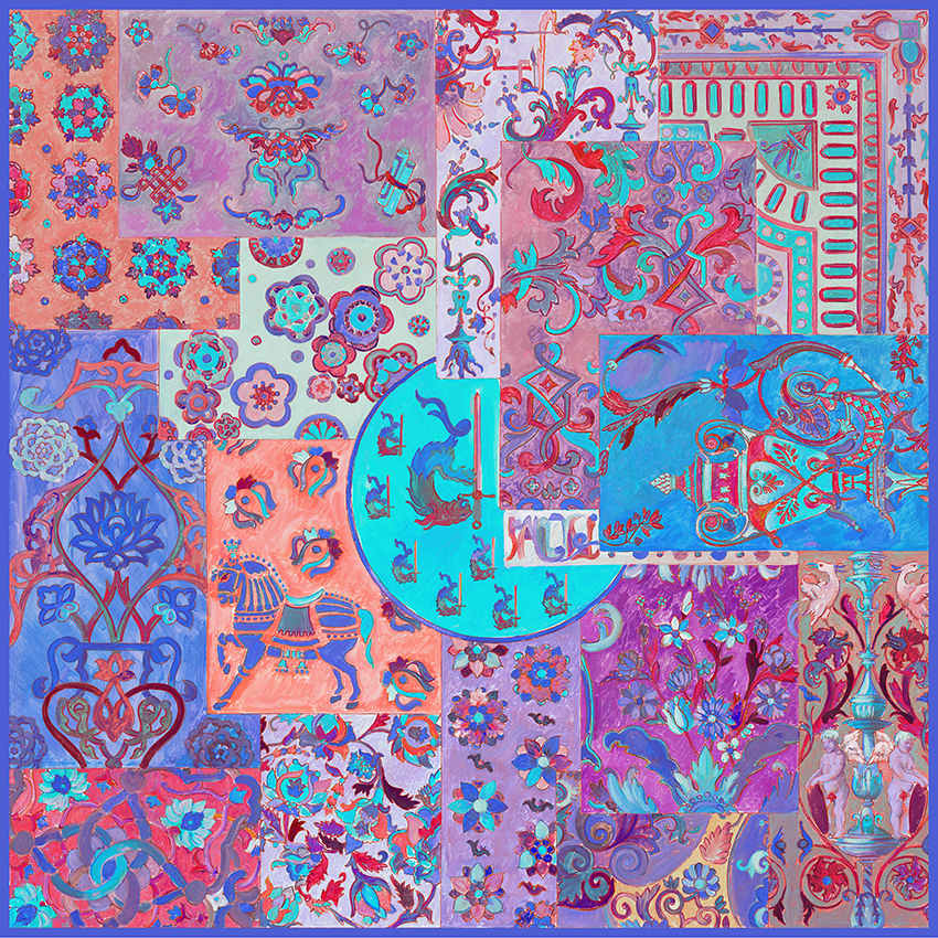 women - SQUARES - 140X140 WOOL Mondo di Colori Blu