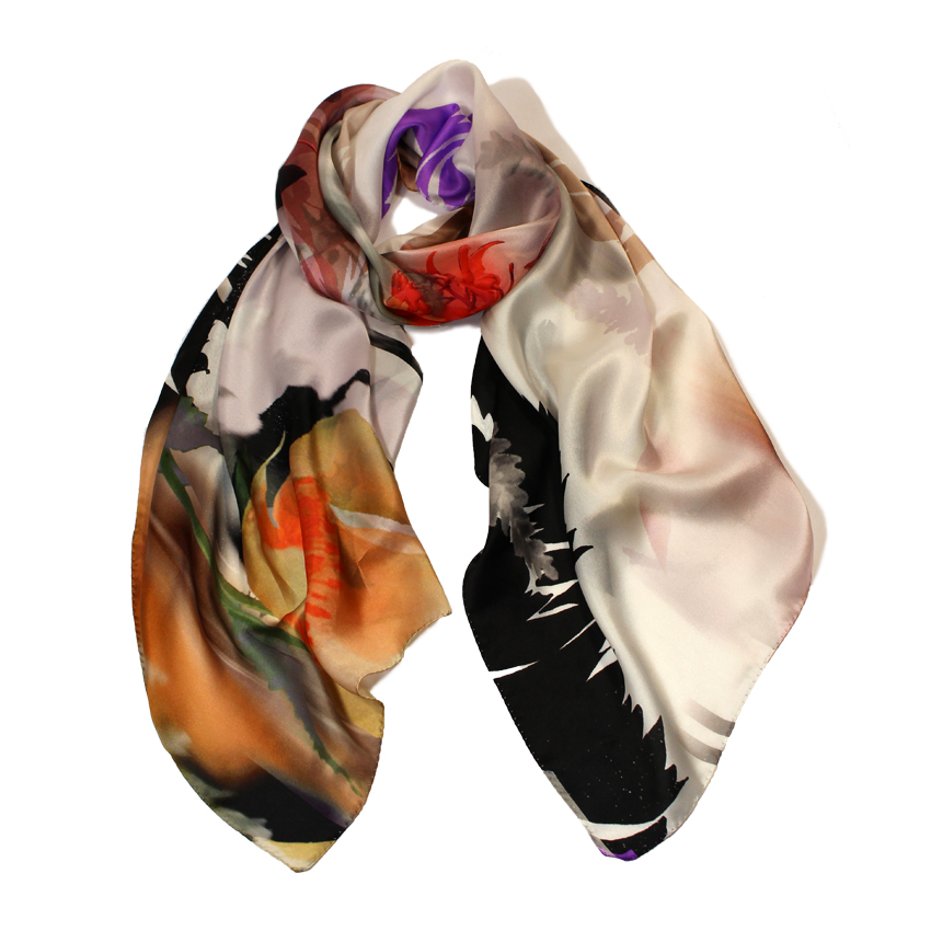 women - SCARVES AND LONG SCARVES - 70X180 SILK Natura Rosso