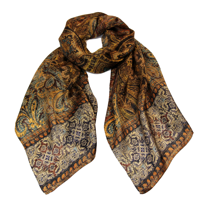 women - SCARVES AND LONG SCARVES - 45x180 Silk Turandot Oro