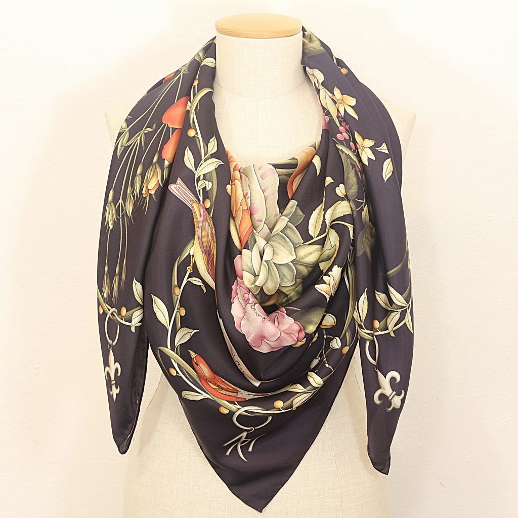 Grand Foulard Clori Nero Beige