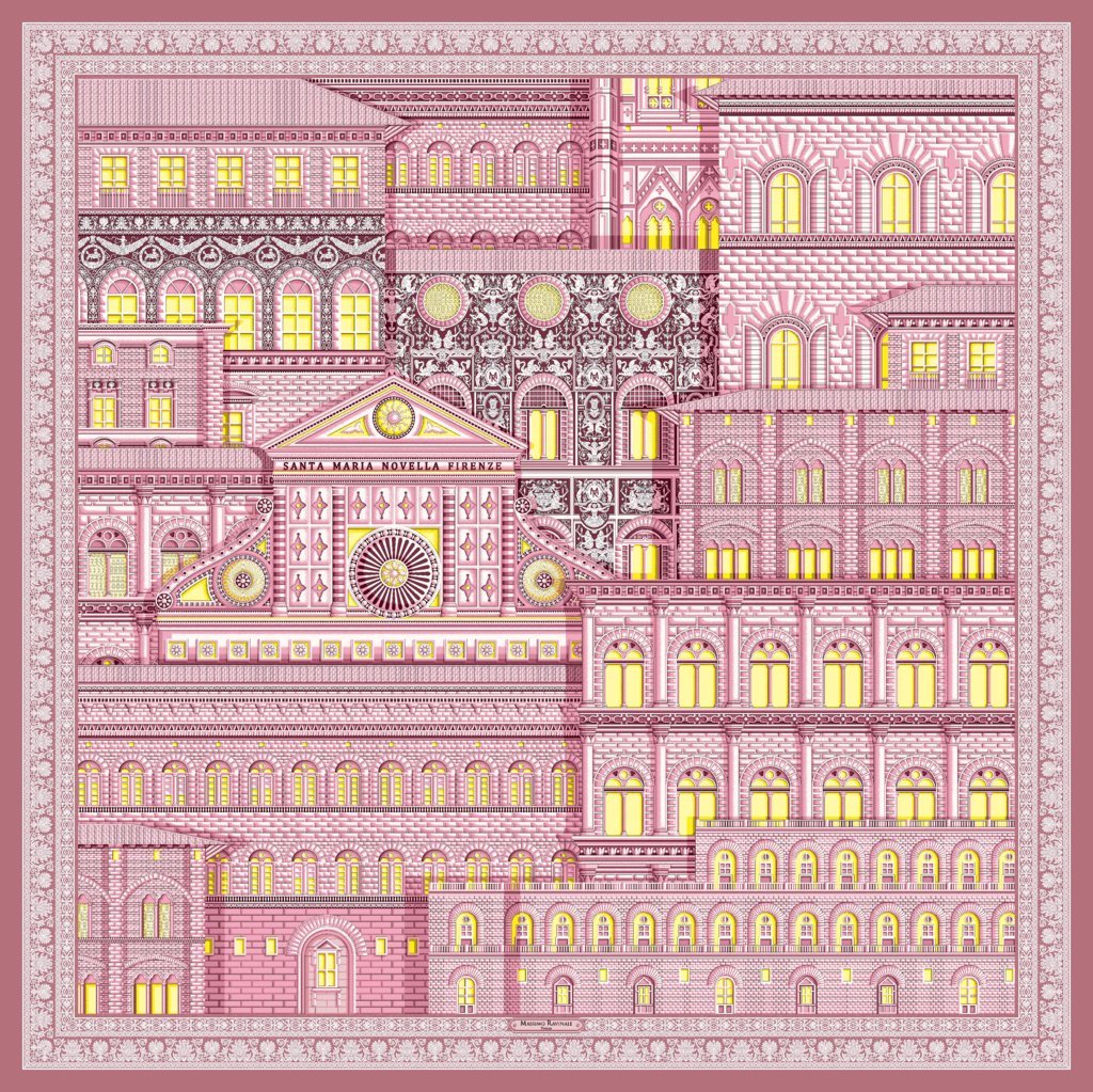 GRAND FOULARD FIRENZE PIETRA E SETA ROSA