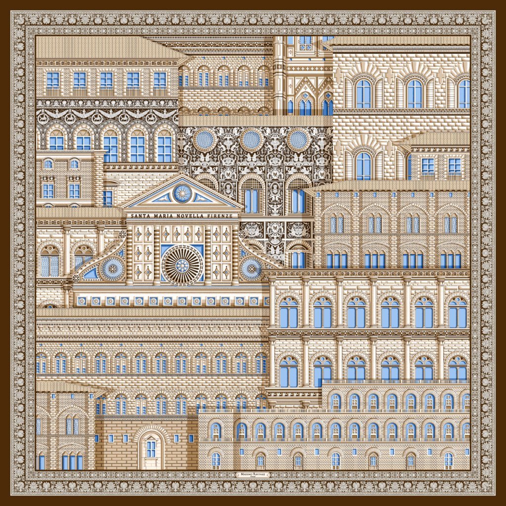 GRAND FOULARD FIRENZE PIETRA E SETA CIOCCOLATO