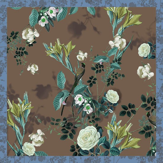 Grand Foulard Merlo Marrone Blu