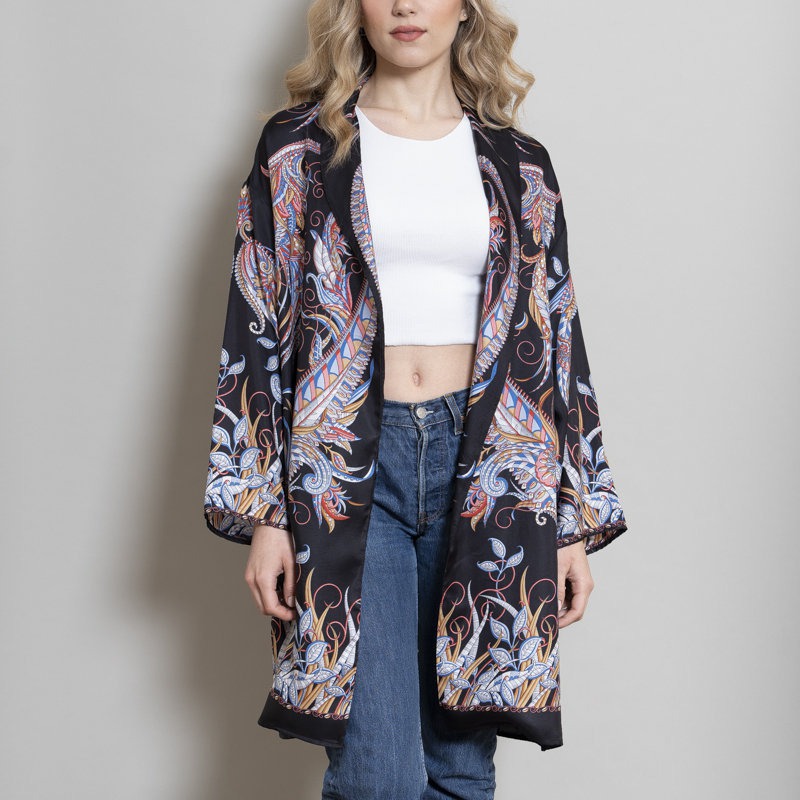 Kimono Boteh Nero Beige Taglia M/L — SOLD OUT