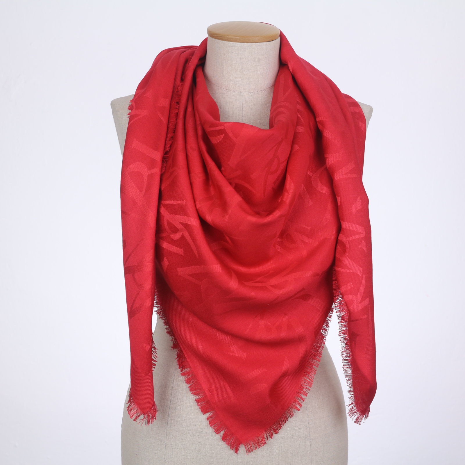 Red Monogram Big Square Scarf
