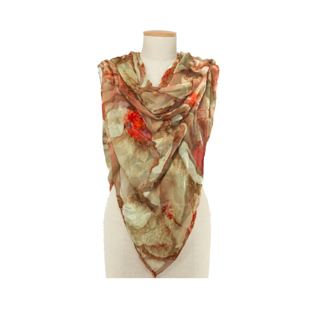Rope Devore Rose Big Square Scarf