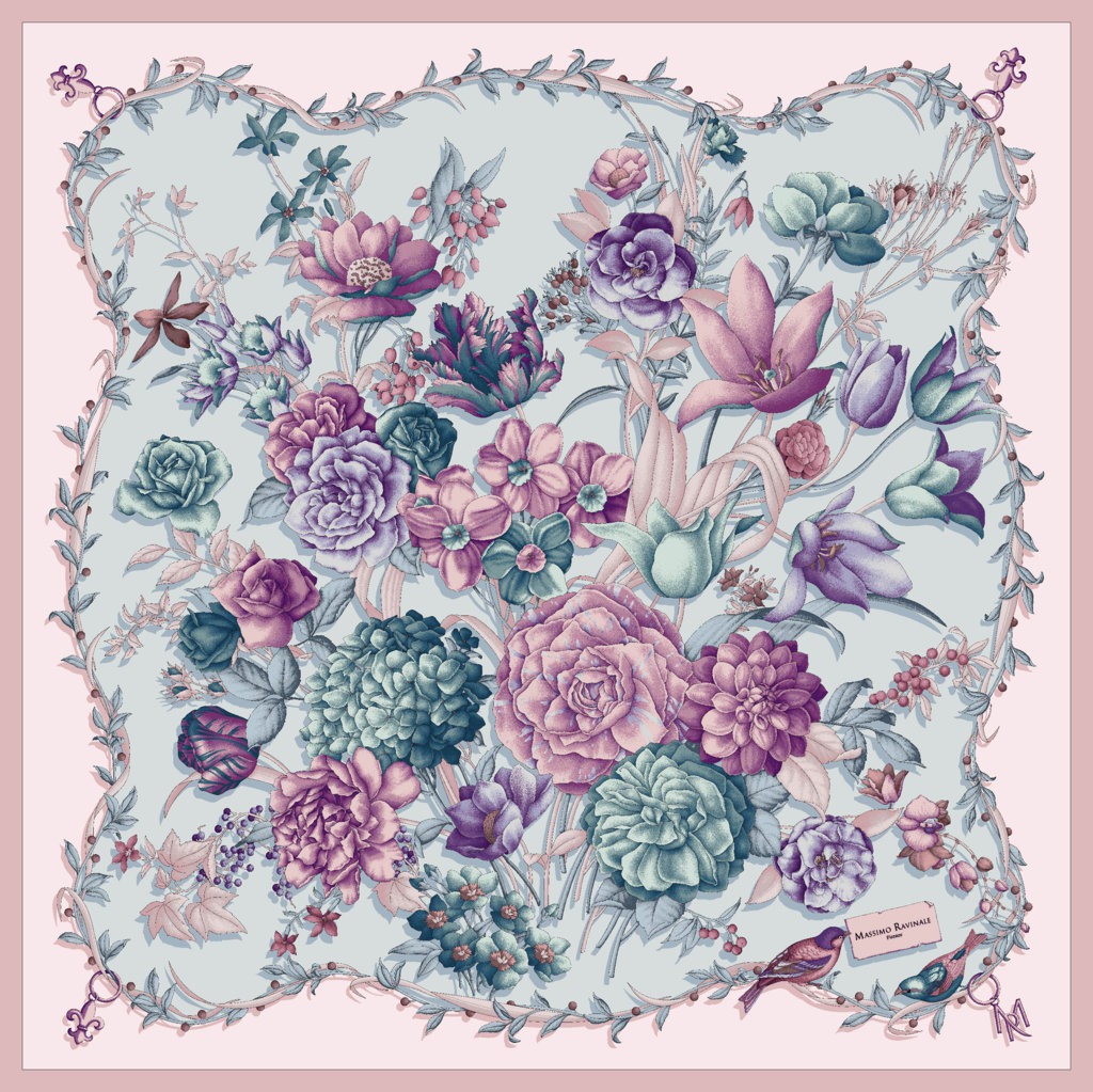 Foulard Clori Rosa Antico