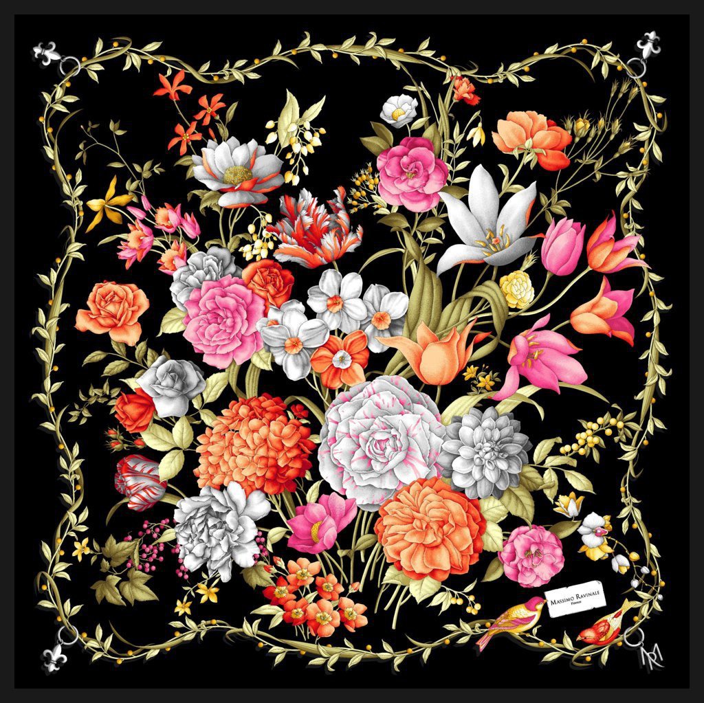 Foulard Clori Nero Arancio
