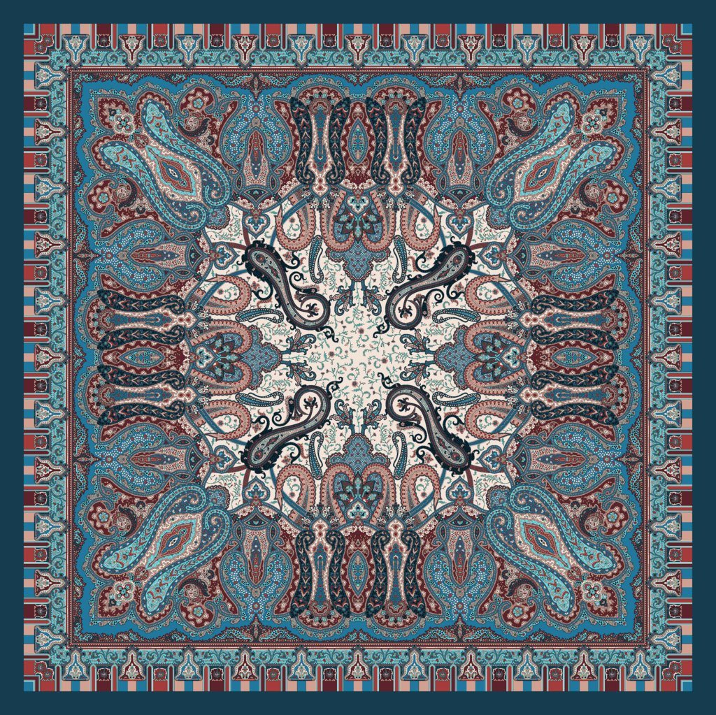 Petrol Tabriz Big Square Scarf