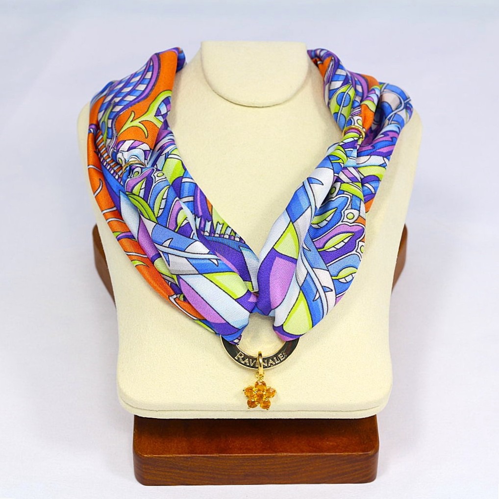 Yellow Boteh Silk Necklace