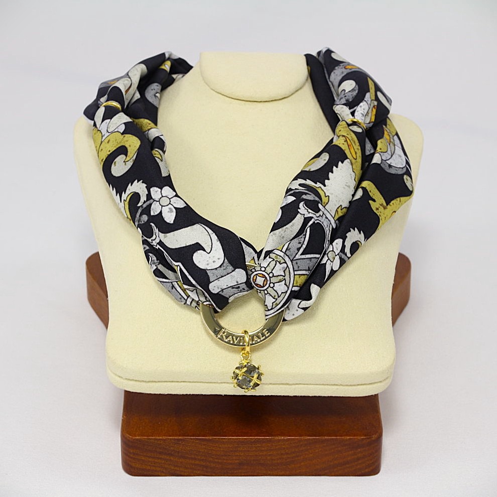 Golden Black Mosaico Fiorentino Silk Necklace