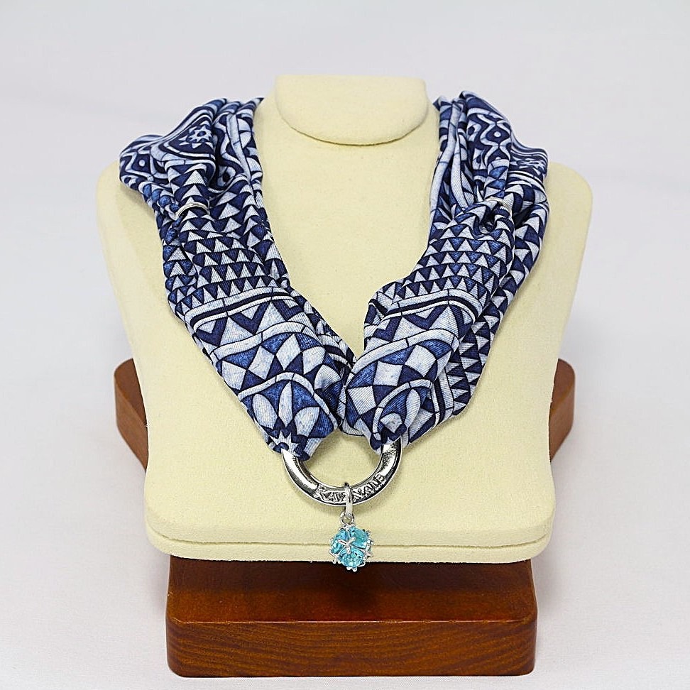 Navy Tarsia Marmorea Silk Necklace